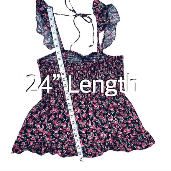 ❌❌NOT FOR SALE Francesca’s Floral Smocked Flutter Sleeve Top - Picture 6 of 7